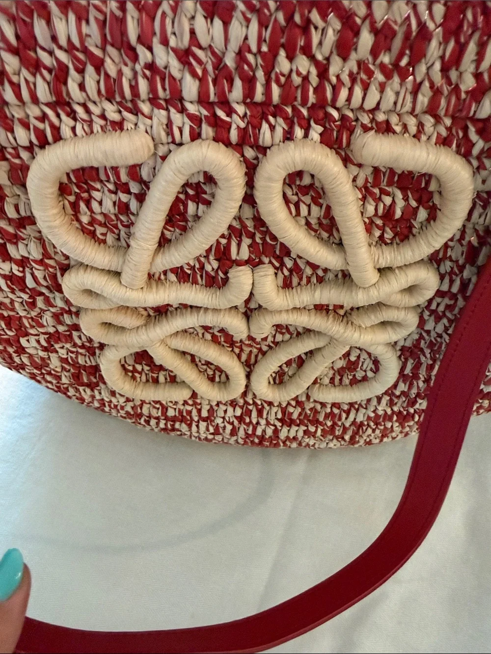 NWT AUTHENTIC Medium Eclipse basket in raffia and calfskin